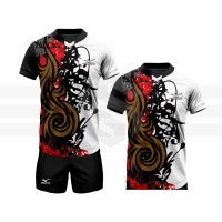 Setelan Jersey Voli Volly Baju Futsal Sepakbola Kaos Olahraga Motif Batik Putih Sport