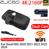 ZJCGO 4K DVR Dash Cam Wifi Front Rear Camera 24h Monitor For Haval H6S 2020 2021 2022 2023 2024