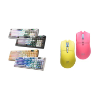 【i-Rocks】K85R 機械式鍵盤-熱插拔-RGB背光- 靜音奶茶軸+M31R無線滑鼠 粉/黃