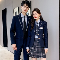 學院風西裝套裝女2022年春夏新款氣質職業裝藍色小西服外套JK制服