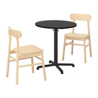 STENSELE/RÖNNINGE 一桌二椅, 碳黑色/碳黑色 樺木, 70 公分
