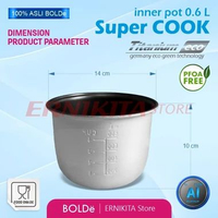 BOLDe INNER POT SUPER COOK 0.6L Panci Aluminium Non Stick Rice Cooker Food Grade PFOA Free ECO Green