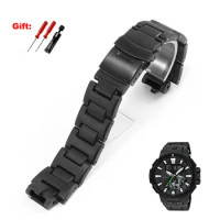Watch bracelet For Casio PROTREK PRW-6000 6100 3000 3100 black plastic steel mountaineering watch strap