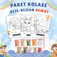 PAKET HEMAT KOLASE BIJI-BIJIAN Tinggal Tempel Untuk Prakarya dan Kerajinan - Free Lem, Gambar HVS A4