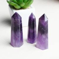 如鴻天然水晶柱擺件紫水晶六棱柱禮物飾品家居風水客廳桌面擺設