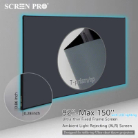Hot 92''-150'' ALR CLR UST Ambient Light Rejecting Frame T Prism Projection Screen Grey for 4k 8k 3D Ultra Short Throw Projector