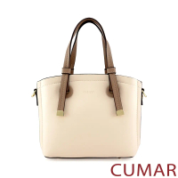 【CUMAR】經典素色多夾層手提斜背包-白色