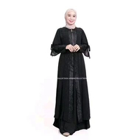 (BUSUI FRIENDLY) GAMIS ABAYA TURKEY FULL BORDIR MEWAH LEBARAN 2027 L hitam