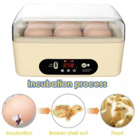6 Eggs Mini Egg Incubator Automatic Intelligent Egg Hatcher Machine Electric For Chicken Birds Duck Goose Egg Small Egg Hat I4x8