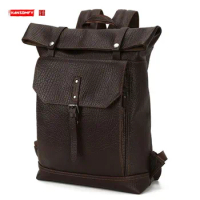 Genuine Leather Travel Backpack Men's Backpack Men High-Grade Large Capacity First Layer Cowhide Computer Backpack Business
