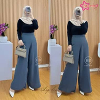 [PROMO FUNA] Set Noor Abaya Lesti Tunik Melayu Gamis Malaysia Busui Friendly Bawahan Rok Bahan Crink
