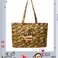 Paul Frank X ROMWE 1pc Monkey Camo Print Foldable Tote Bag, Large Capacity Shoulder Bag, Travel Hand