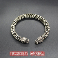 古玩雜項收藏仿銀手鐲龍頭手鐲龍頭麻花手鐲銅手鐲單個價格