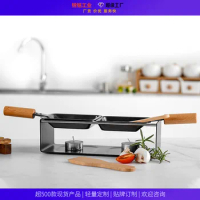 Mini Non Stick Double EndEd Wooden Handle Oven Cheese Hot Pot Butter Table Top Grill Pan