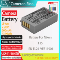 CameronSino Battery for Nikon 1 J5 fits Nikon EN-EL24 VFB11901 Digital camera Batteries 500mAh/3.96Wh 7.20V Li-ion Grey