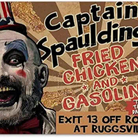 Captain Spaulding's Metal Sign- Fried Chicken and Gasoline-Vintage Movies Poster,Office Bar Restaurant Garage Wall Decor Plaque