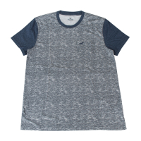 HOLLISTER 刺繡海鷗LOGO拼接袖設計圓領棉質混紡短袖T恤(男款/灰x深藍)