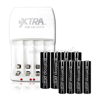 VXTRA新經濟型2A充電器+國際牌eneloop PRO黑鑽充電電池(3號+4號各4顆)