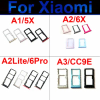 Sim Card Tray For Xiaomi Mi A1 A2 A3 5X 6X CC9E/A2 Lite/Redmi 6 Pro SIM Micro Reader SD Card Socket Adapters Holder Repair Parts