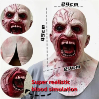 Zombie Masks Creepy Halloween Realistic Party Cosplay Props Bloody Disgusting Rot Face Scary Masque Masquerade Party Terror Mask