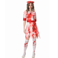 Halloween Cosplay Bloody Zombie Nurse Dress Scary Adult Masquerade Costume