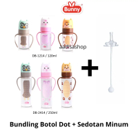 Bundling Botol Dot dan Sedotan Minum Lusty Bunny Feeding Bottle Botol Karakter Pegangan 125 ml 250 m