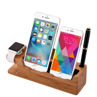 Wooden Charging Dock Station Mobile Phone Stand Holder Charger For iPhone X 12 11 For apple Watch Desk Stand
