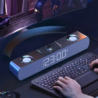 LED Display Clock Soundbar Portable Subwoofer Bluetooth Speaker Home Theater For Computer Desktop TV Multimedia Loudspeaker