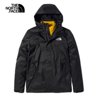 【The North Face】北面男款黑色防水透氣連帽三合一外套|4U7XUJF