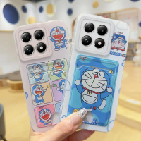 Ốp Điện Thoại Có Khe Cắm Thẻ Doraemon, Thiết Kế Hạnh Phúc, Tương Thích Với Xiaomi 14T, 14T Pro, 13T,