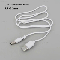 1m white DC 5v USB male to DC male port 5.5MM x 2.1mm Charging power supply extend Cable Barrel Conn