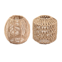 Simulated Rattan Light Fixture Rustic Chandelier Lamp Shade Ceiling Light Cover for Living Room Bedr