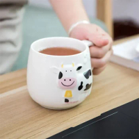 1pc Creative 3D Animal Mug Relief Cow Ceramic Mug Coffee Cups Teacup Juice Milk Tea Bottle Cute Animals Breakfast Cups Kids gift