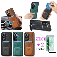 Casing For OPPO Reno 11 5G Dengan Bracket Deformasi dan Slot Kartu Kredit Dompet Film Keramik Layar 