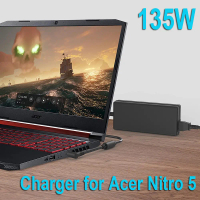 ที่ชาร์จแล็ปท็อป, 135W, เข้ากันได้กับแล็ปท็อปเกมมิ่ง Acer-Nitro 5, เข้ากันได้กับ N18C3 AN517-51 AN51