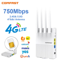 4g LTE Router 150M with SIM Card Slot 750Mbps 2.4G&amp;5.8G Wi Fi Router 4 Antennas Outdoor Wireless Modem 32 Users Plug&amp;Play
