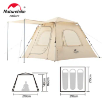 Naturehike Ango 3 Automatic Tent 3 Person Large Waterproof Family Camping Tent Pop Up Self Outdoor Gazebo Hiking Tourist Tent