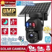 UBox Solar Camera 4G sim Card 4K 8MP Dual Lens 20X Optical Zoom Outdoor PTZ Solar Panel PIR Humanoid Tracking CCTV Camera Alarm