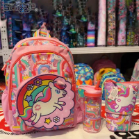 Genuine Australian Smiggle schoolbag Cute Pink Maze Unicorn Backpack Medium Children's Backpack Water Cup Retractable Pen Bag