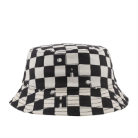 【COACH】棋盤格圖案棉質漁夫帽 XS-S(奶油白/黑色)