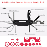 Mini Multifunction Bicycle Repair Tool 16 in 1 Kit For Xiaomi M365 Scooter Qicycle EF1 Folding Bike Screwdriver Hexagon Wrench