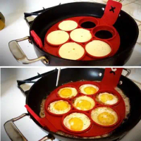 Silicone DIY Pancake Making Mold Reusable Egg Pancake Maker with 7 Cavity Non Stick Multi-Function Fantastic Kitchen Flip Cooker