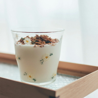 半宅簡約清新森系小雛菊思慕雪酸奶冷飲早餐牛奶果汁耐熱玻璃水杯