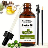 Organic Castor Oil 2.02fl.oz(60ml) 100%Pure Cold Pressed Castor Oil Hair Essential Oils Essence for Eyelashes/Eyebrows