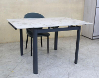 【歐風別館】米洛斯正方岩板黑鐵伸縮餐桌【工業風~基隆至台中免運費】