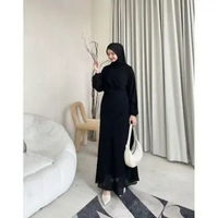 Erina Dress Ceruti Ootd Hijab Simple Seragam Bridesmaid STANDAR DRESS BLACK