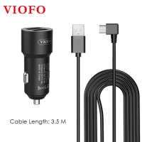 VIOFO Cigarette Lighter TYPE-C Dual USB Car Charger With 3.5M Power Cable for A229/ T130