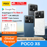 POCO X6 5G Snapdragon 7s Gen 2 120Hz Flow AMOLED Display Smartphone 64MP Camera with OIS NFC 67W Charging