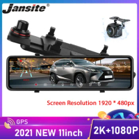 Jansite 11 Inch 2K Dash Cam Car DVR Camera Drive Video Recorder Registrator Auto Dashboard 1440P Dual Dashcam GPS