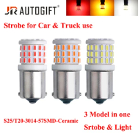 10PCS 1156 BA15S 11157 strobe flash light brake blink light 57 LED 24V Red Auto Bulb Tail Stop Brake Turn Signal Light for Truck